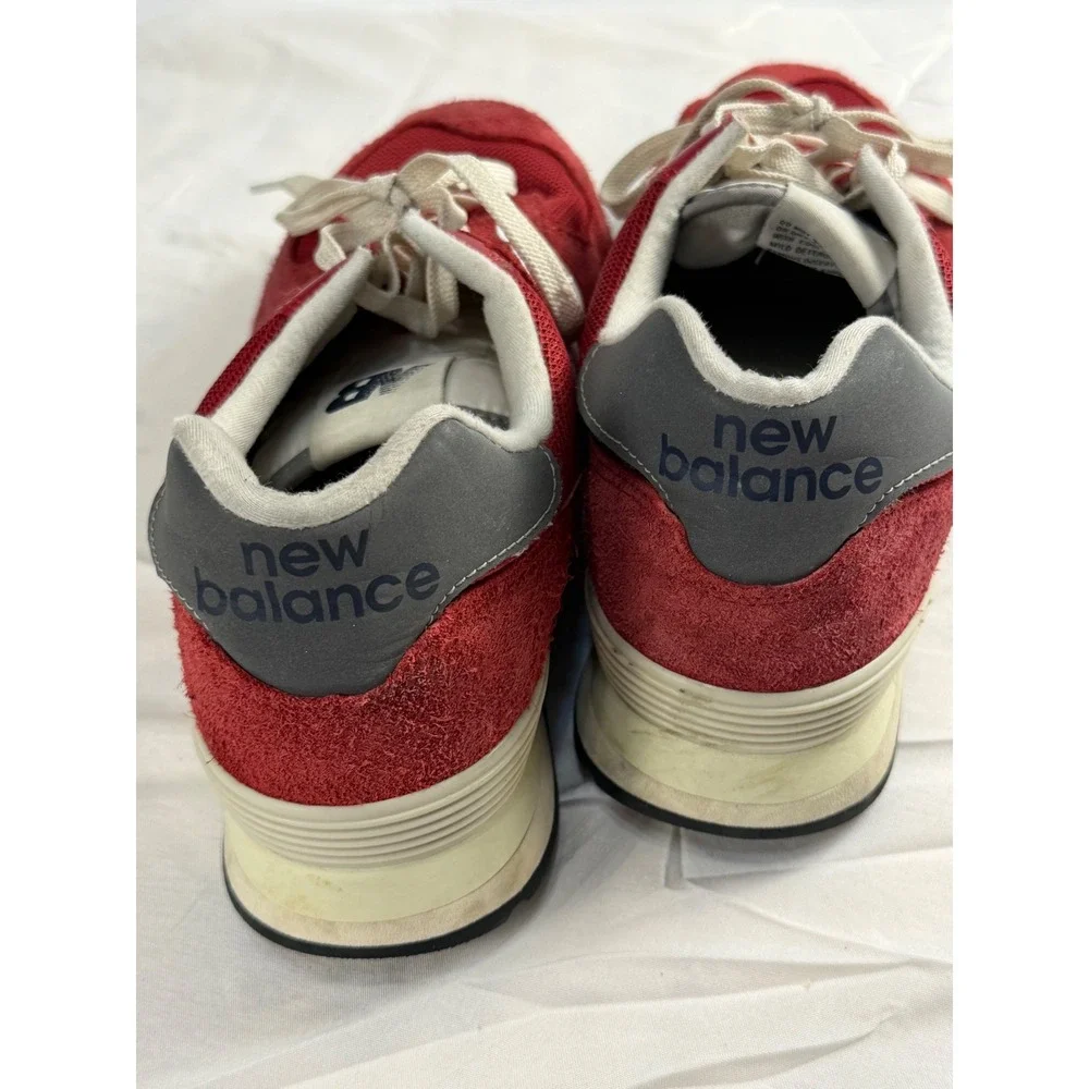 New Balance 574 Red Suede Mesh Low Top Sneakers Mens Shoes size 12